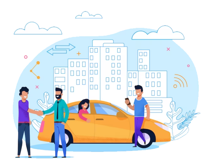 Family enjoying car rental trip